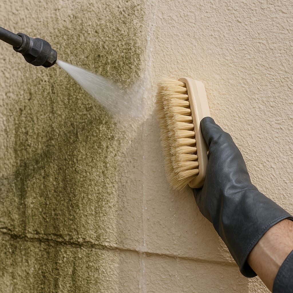 Detailreinigung einer Fassade